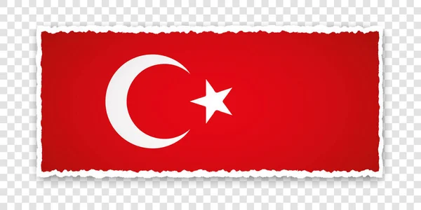 Ilustração Vetorial Banner Papel Rasgado Com Bandeira Turquia Fundo Transparente — Vetor de Stock