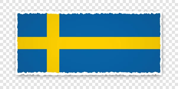透明な背景にスウェーデンの旗が描かれた破れた紙のバナーのベクトルイラスト — ストックベクタ