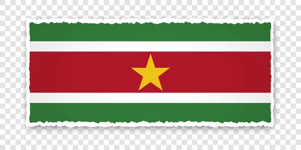 Ilustração Vetorial Banner Papel Rasgado Com Bandeira Suriname Fundo Transparente — Vetor de Stock