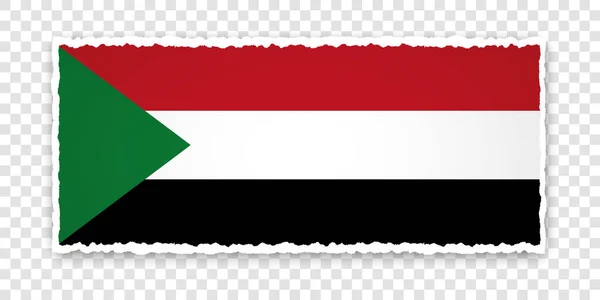 Διανυσματική Απεικόνιση Σχισμένου Χάρτινου Πανό Σημαία Του Σουδάν Διαφανές Φόντο — Διανυσματικό Αρχείο