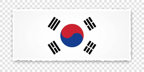 Şeffaf Arkaplanda Güney Kore Bayrağı Bulunan Yırtık Kağıt Pankartın Vektör — Stok Vektör