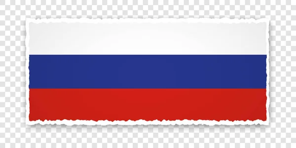 Векторная Иллюстрация Порванного Бумажного Баннера Флагом России Прозрачном Фоне — стоковый вектор