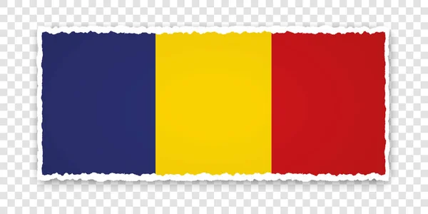 Ilustración Vectorial Banner Papel Roto Con Bandera Rumania Sobre Fondo — Vector de stock