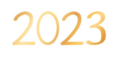 2023 yeni yılı - altın renkli bayrak - vektör illüstrasyonu