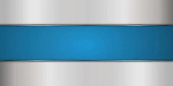 Banner Fita Cor Prata Com Moldura Prata Fundo Azul — Vetor de Stock