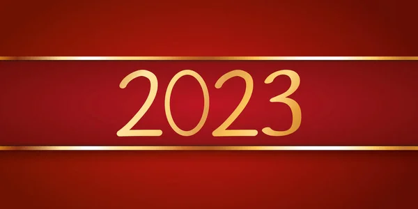 2023 Красного Цвета Новогодний Баннер Золотой Рамой Красном Фоне — стоковый вектор