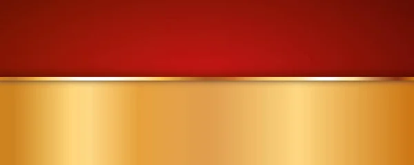 Arany Színű Szalag Banner Arany Keret Piros Háttér — Stock Vector