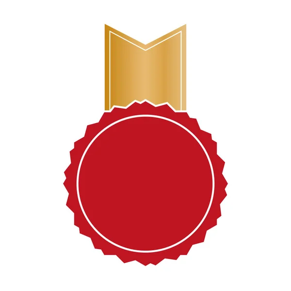 Ilustración Vectorial Premio Color Rojo Con Bandera Cinta Oro — Vector de stock