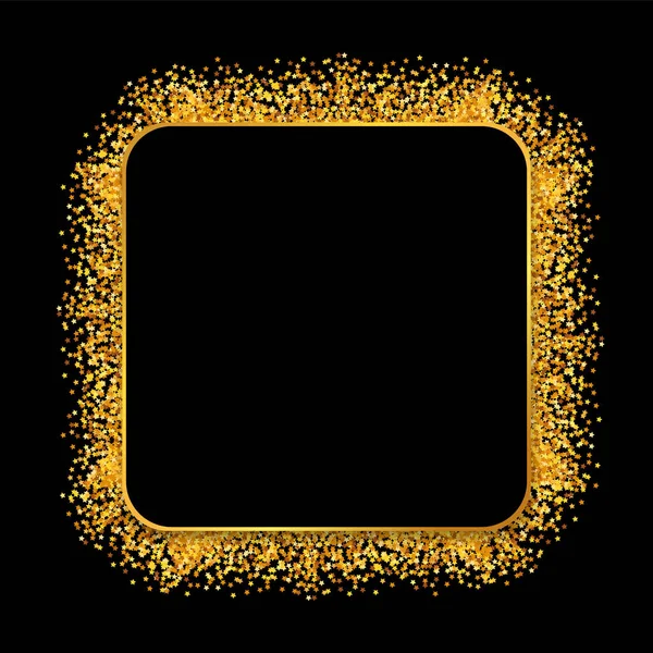 Vektor Illusztráció Banner Arany Csillag Keret Fekete Háttér — Stock Vector
