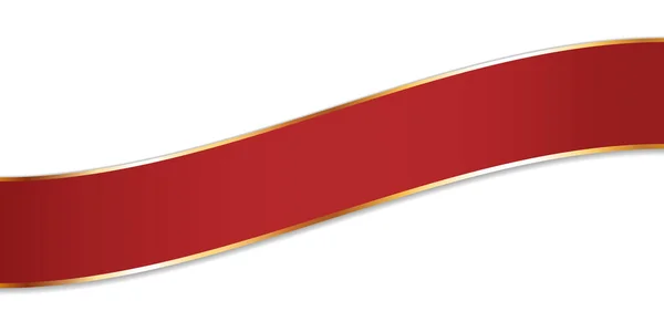 Ilustração Vetorial Bandeira Fita Colorida Vermelha Longa Com Moldura Ouro — Vetor de Stock