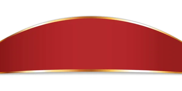 Διανυσματική Απεικόνιση Της Μακράς Κόκκινο Χρώμα Κορδέλα Πανό Χρυσό Πλαίσιο — Διανυσματικό Αρχείο