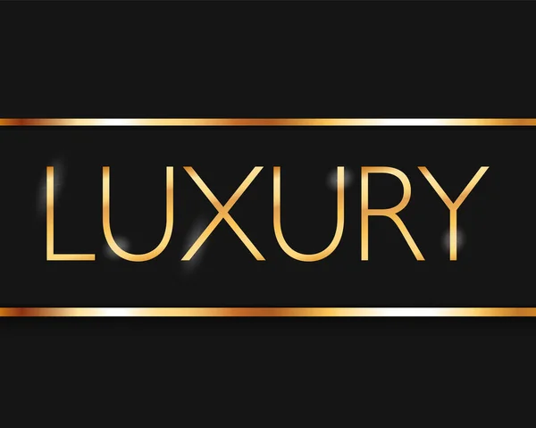 Luxury Long Black Colored Ribbon Banner Gold Frame Black Background — Stock Vector