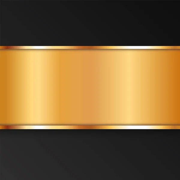 Dlouhá Zlatá Barevná Stuha Banner Zlatým Rámem Černém Pozadí — Stockový vektor