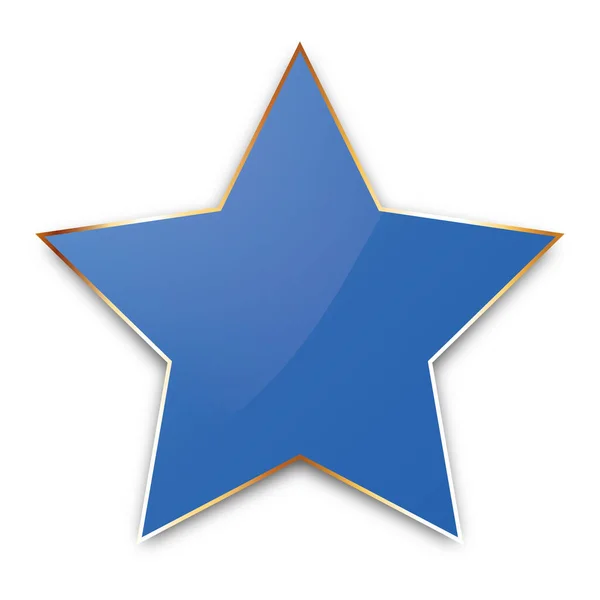 Vektor Illusztráció Kék Színű Csillag Alakú Banner Arany Keret — Stock Vector