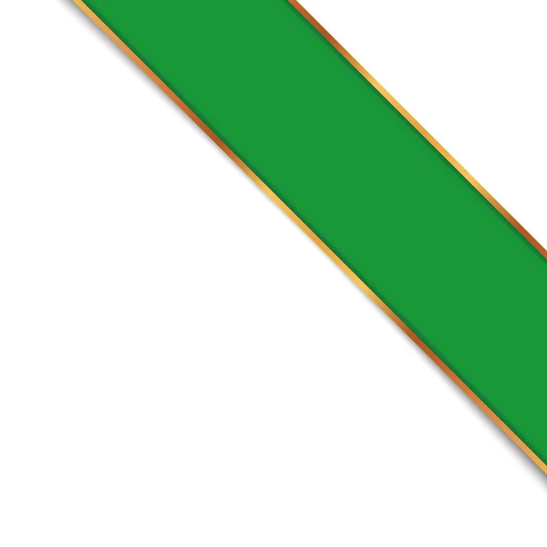 Ilustração Vetorial Bandeira Fita Canto Verde Com Moldura Colorida Dourada — Vetor de Stock
