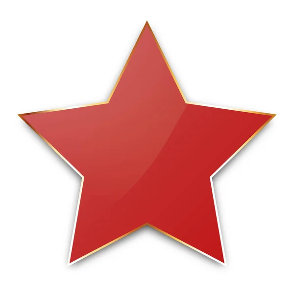 Vektor Illusztráció Piros Színű Csillag Alakú Banner Arany Keret — Stock Vector