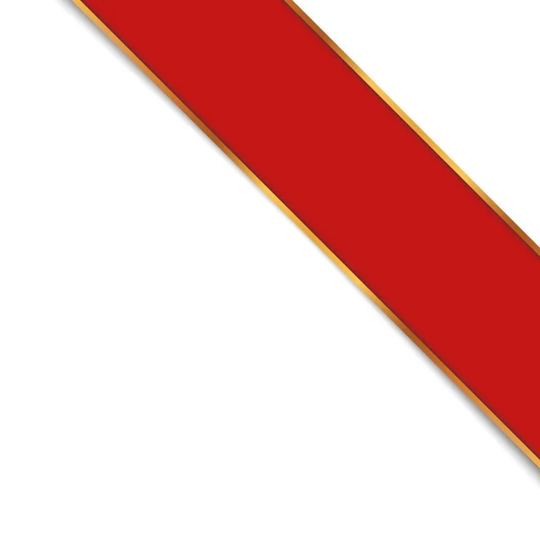 Wektor Ilustracja Czerwonego Rogu Wstążka Baner Złotym Kolorze Ramki — Wektor stockowy