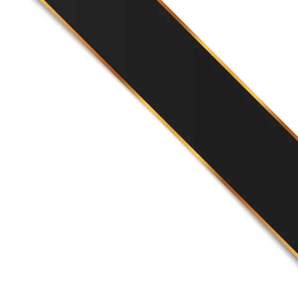 Ilustración Vectorial Banner Cinta Esquina Negro Con Marco Color Oro — Vector de stock