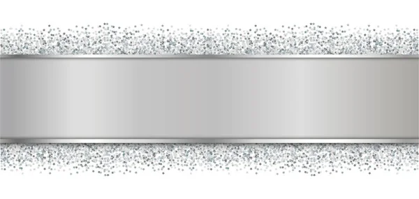 Illustration Vectorielle Bannière Couleur Argent Avec Cadre Étoiles Dorées — Image vectorielle