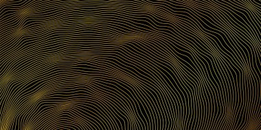 Soyut altın rengi vektör dalga çizgileri desenli arkaplan - tasarım ögesi
