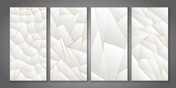Vektor Illustration Abstrakter Hintergründe Mit Goldenen Linien Und Weißen Geometrischen — Stockvektor