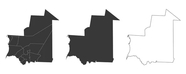 Conjunto Mapas Mauritânia Ilustrações Vetoriais — Vetor de Stock