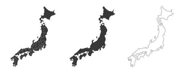 Japonya Nın Haritasından Oluşan Bir Set Vektör Çizimleri — Stok Vektör