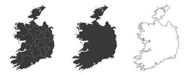 一套3幅爱尔兰地图 矢量图解 — 图库矢量图片