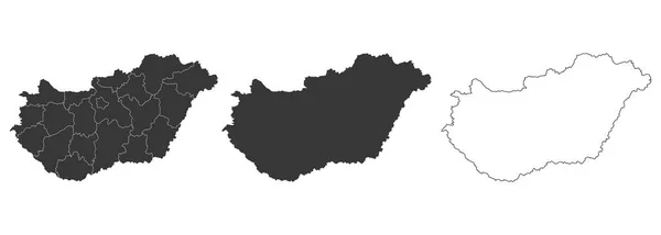 一套3幅匈牙利地图 矢量图解 — 图库矢量图片