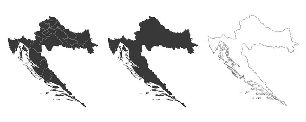 Set Von Karten Von Kroatien Vektorillustrationen — Stockvektor
