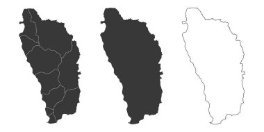 Dominica 'nın 3 haritasından oluşan bir set - vektör çizimleri