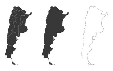 Arjantin 'in 3 haritası - vektör çizimleri