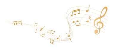 Altın renkli notaların vektör çizimi - müzikal notalar