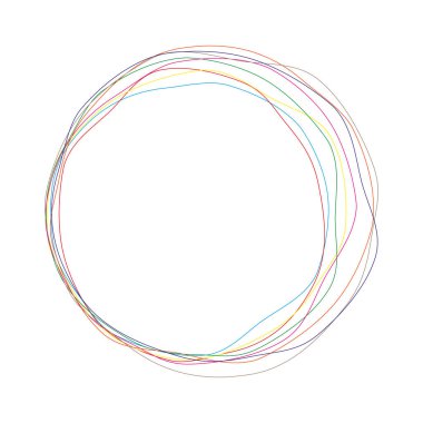 Yuvarlak fırça boyalı pankart çerçevesinin renkli çizimi