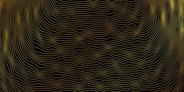 Soyut altın rengi vektör dalga çizgileri desenli arkaplan - tasarım ögesi