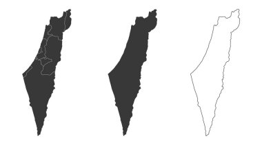 İsrail 'in 3 haritasından oluşan bir set - vektör çizimleri