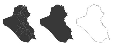 Irak 'ın 3 haritası - vektör çizimleri