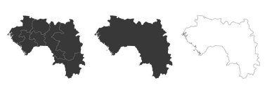 3 Gine haritası seti - vektör çizimleri