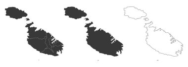 3 Malta haritası kümesi - vektör çizimleri