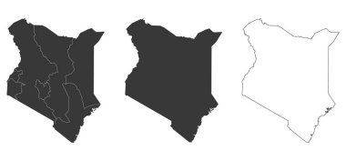 Kenya 'nın 3 haritası - vektör çizimleri