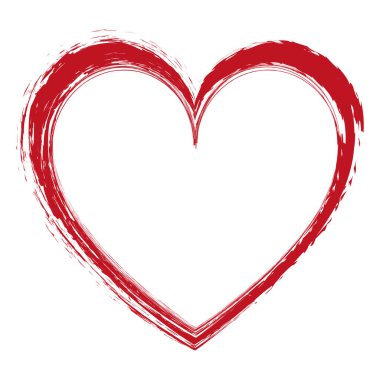 vector illustration of red brush painted stamp heart frame banner - Valentine's Day concept