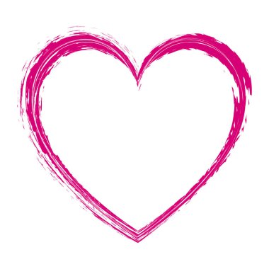  vector illustration of pink brush painted stamp heart frame banner - Valentine's Day concept