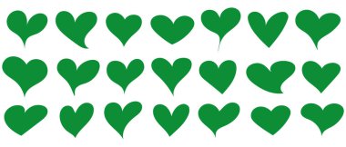 set of green hearts icons - vector illustrations