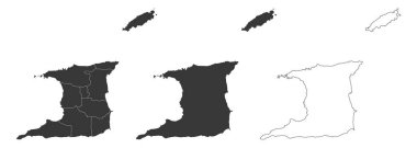 set of 3 maps of Trinidad and Tobago - vector illustrations
