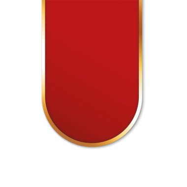 vector illustration of red colored label banner with gold colored frame