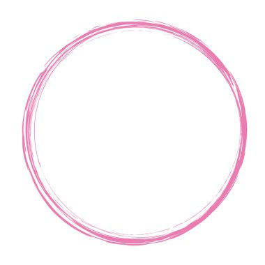 vector illustration of pink colored circle shape brush painted banner frame stamp