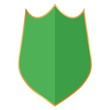 green colored shield icons with gold frame on white background