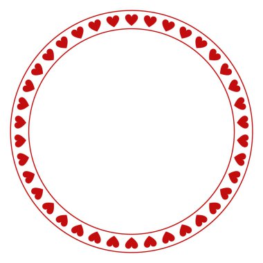 round vector frame with hearts - red colored circle banner