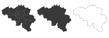 set of 3 maps of Belgium - vector illustrations