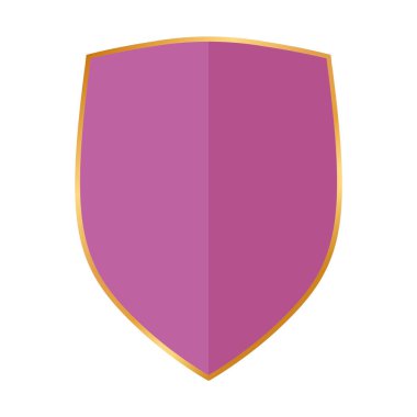 purple colored shield icon with gold frame
